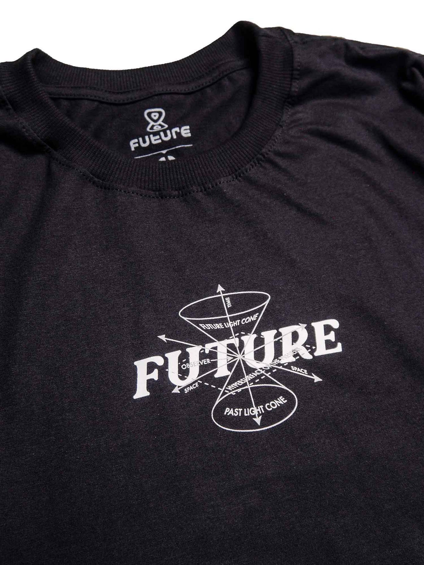 Camiseta-Future-Light-Cone-Preta-Frente-Detalhe
