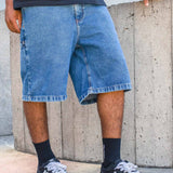 Bermuda Future Jeans Azul Marinho Lifestyle Frente Close