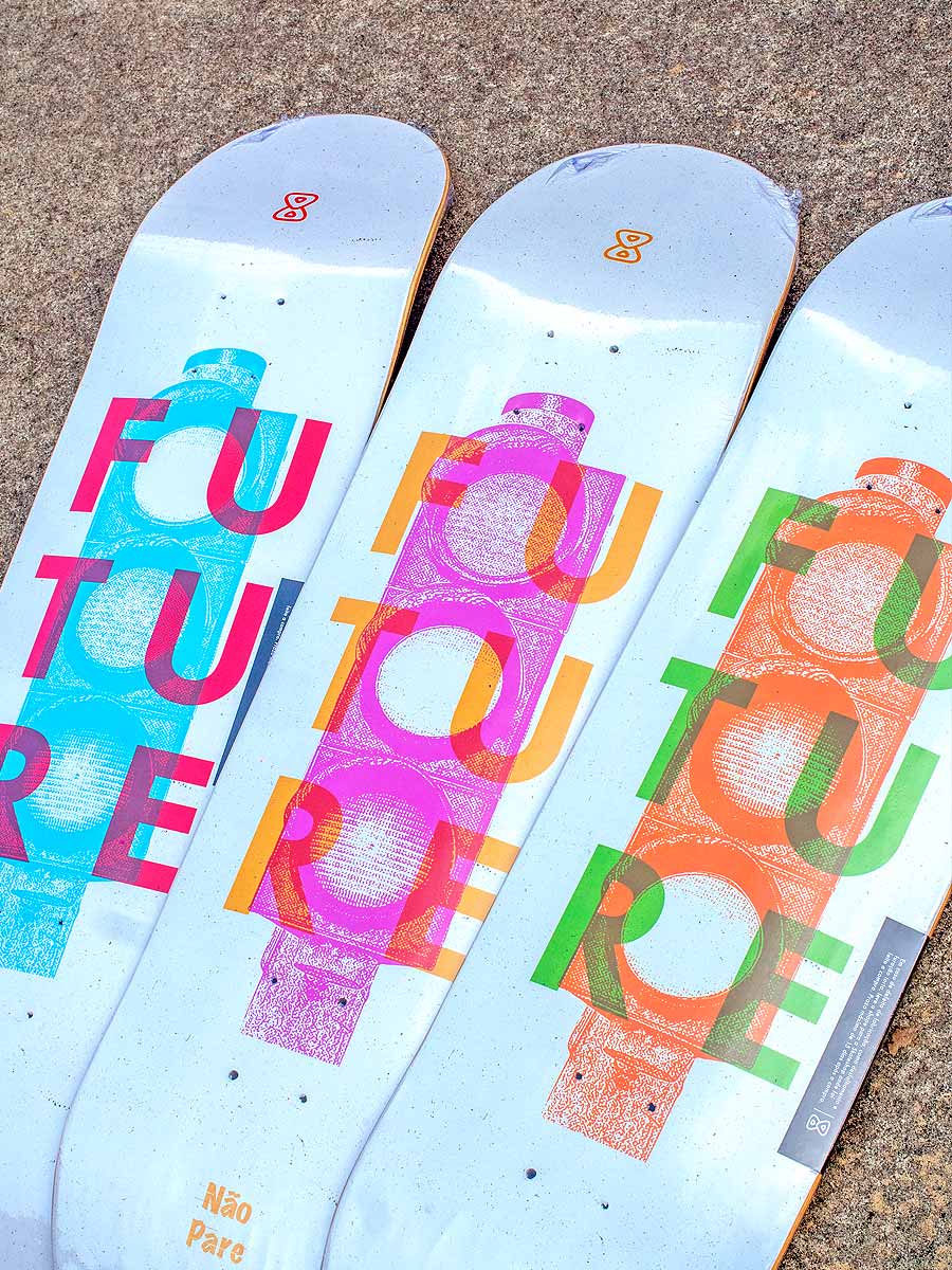 Shape Marfim Future Skateboards Não Pare Amarelo 8.1" Conjunto