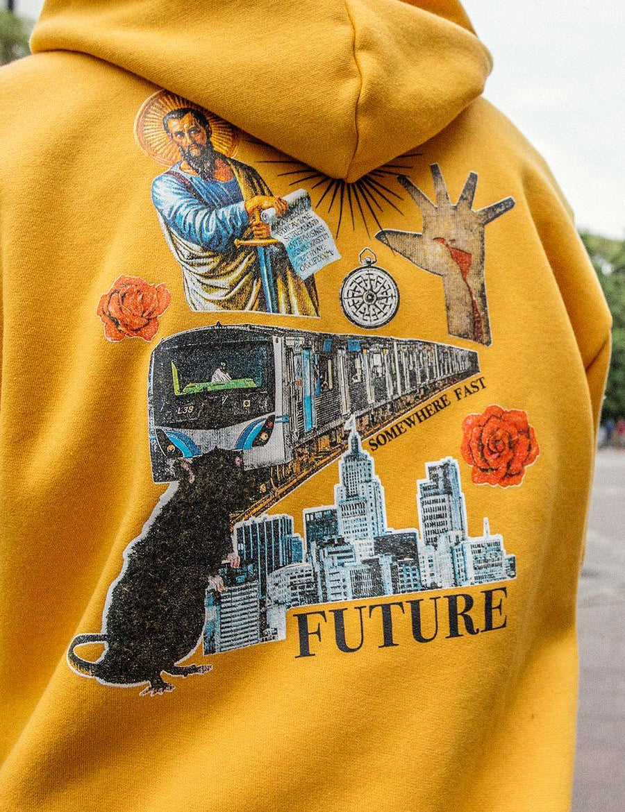 Moletom Future Somewhere Mostarda Costas Close Lifestyle