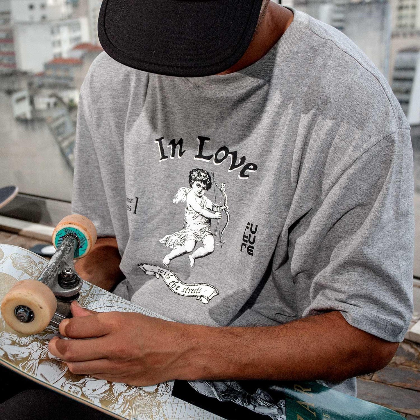 Camiseta Basica In Love Cinza Mescla - Future Skateboards
