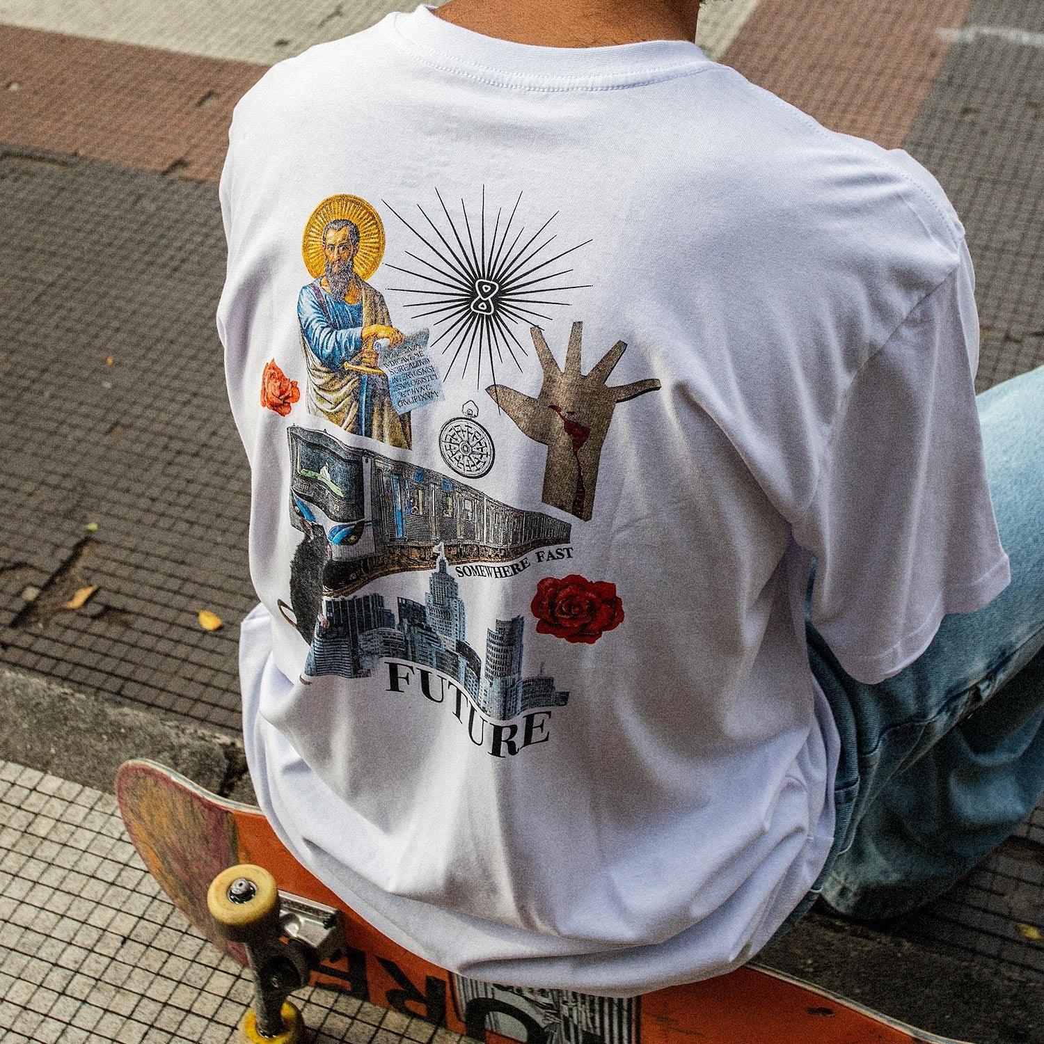 Camiseta Somewhere Branca - Future Skateboards